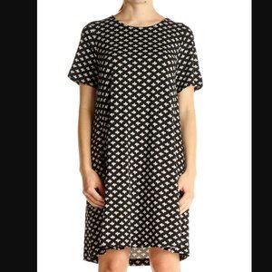 LOFT Black & White Patterned Shift Dress